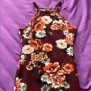 Maroon flower bodycon dress